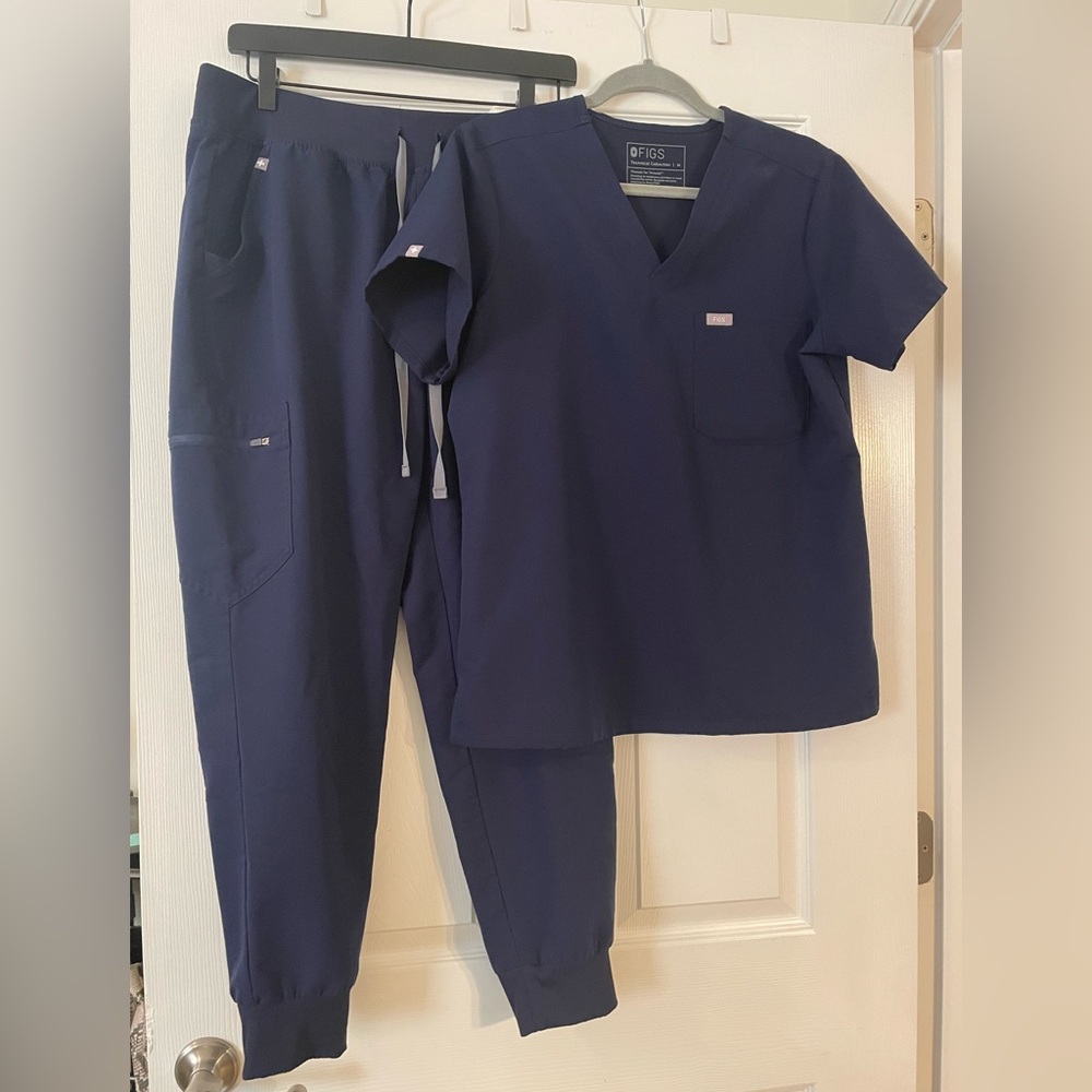 Navy Blue Figs Scrub Set